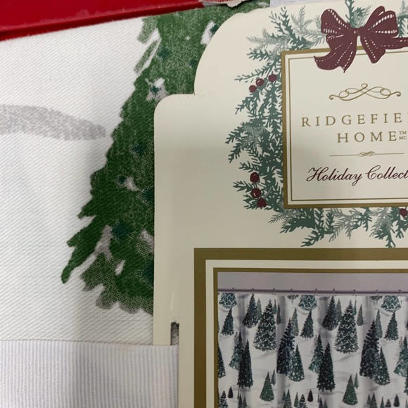 Ridgefield Home Christmas Trees Holiday Woodland Forest White Shower Curtain New - Picture 3 of 4